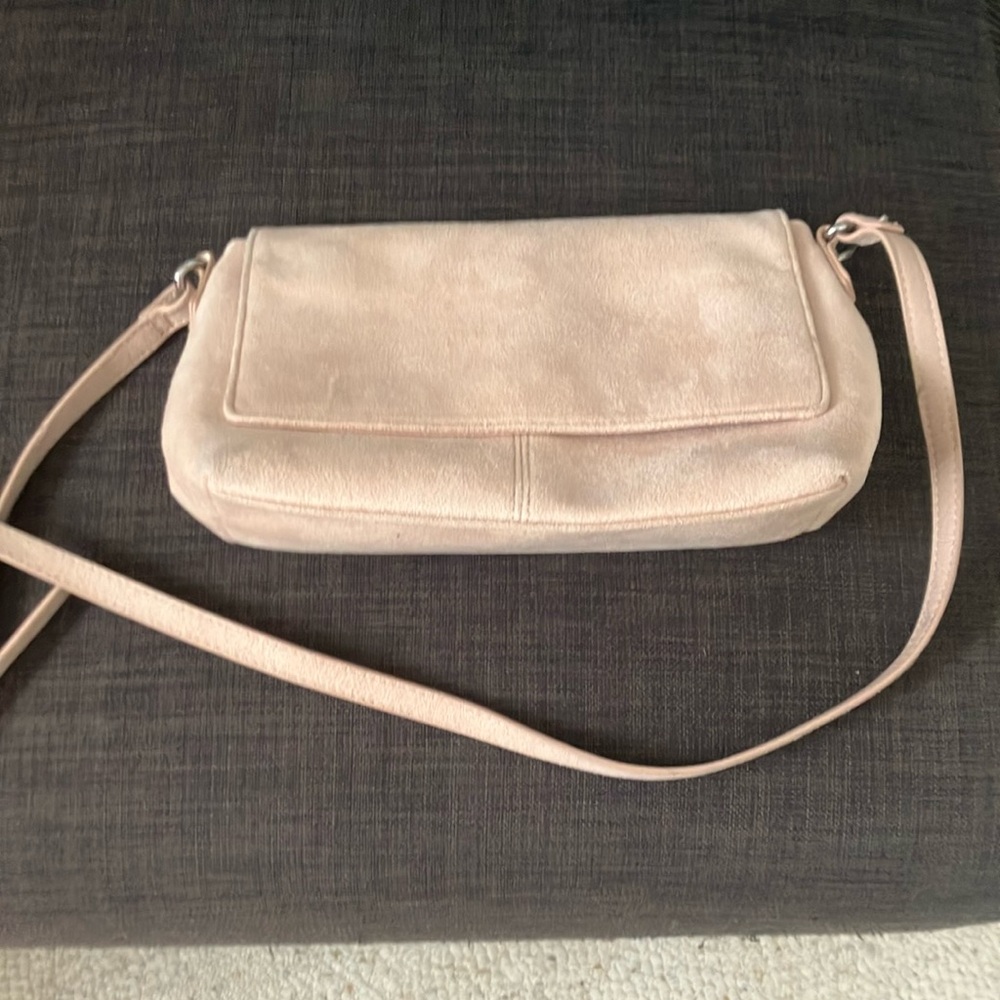 Pale pink suede like material purse
